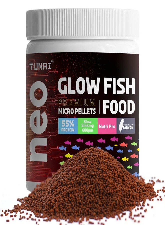 TUNAI Glow Widow Fish Food | 40G | 55% Protein for Strong Tissue Growth| 600 Microns Slow Sinking Aquarium Guppy Food (600 Microns Granules) - All Life Stages - Image 1